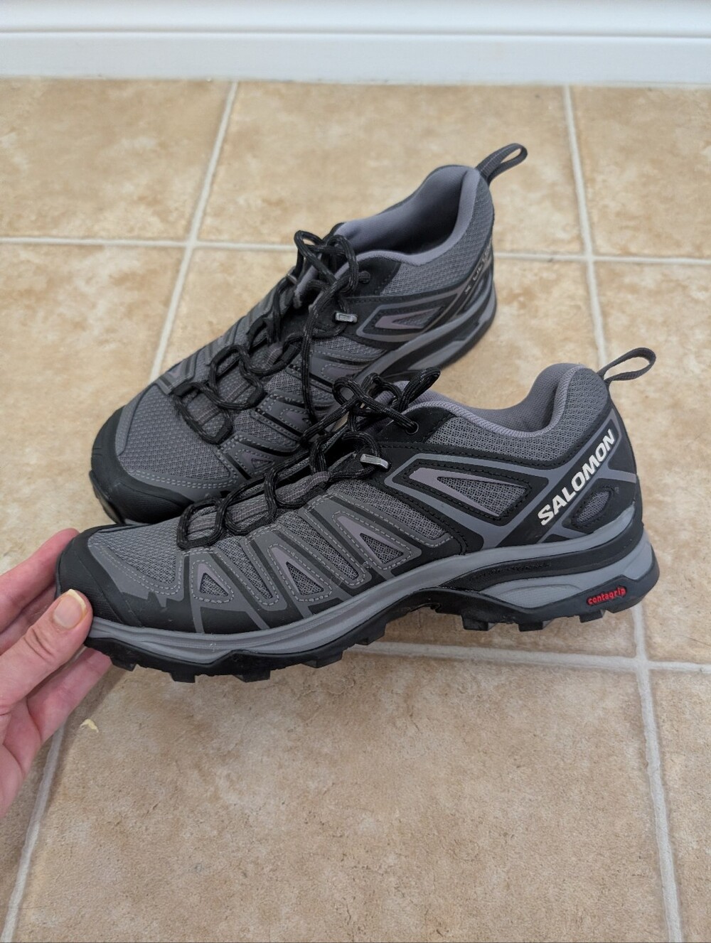 Salomon Women's Gray and Black Trail Running Sneakers - Size 10